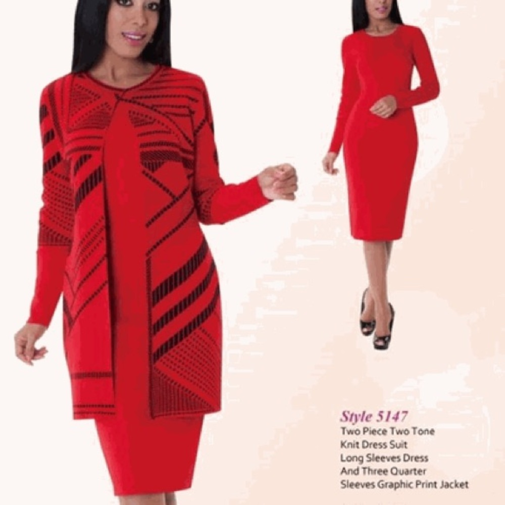 Elegant Red Two-Piece Dress Suit